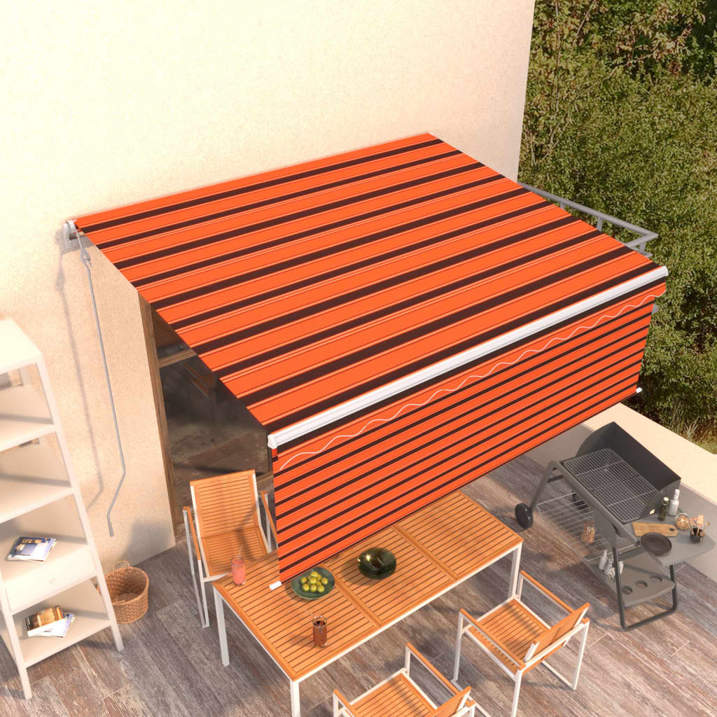Automatisk uttrekkbar markise rullegardin 4,5x3m oransje brun