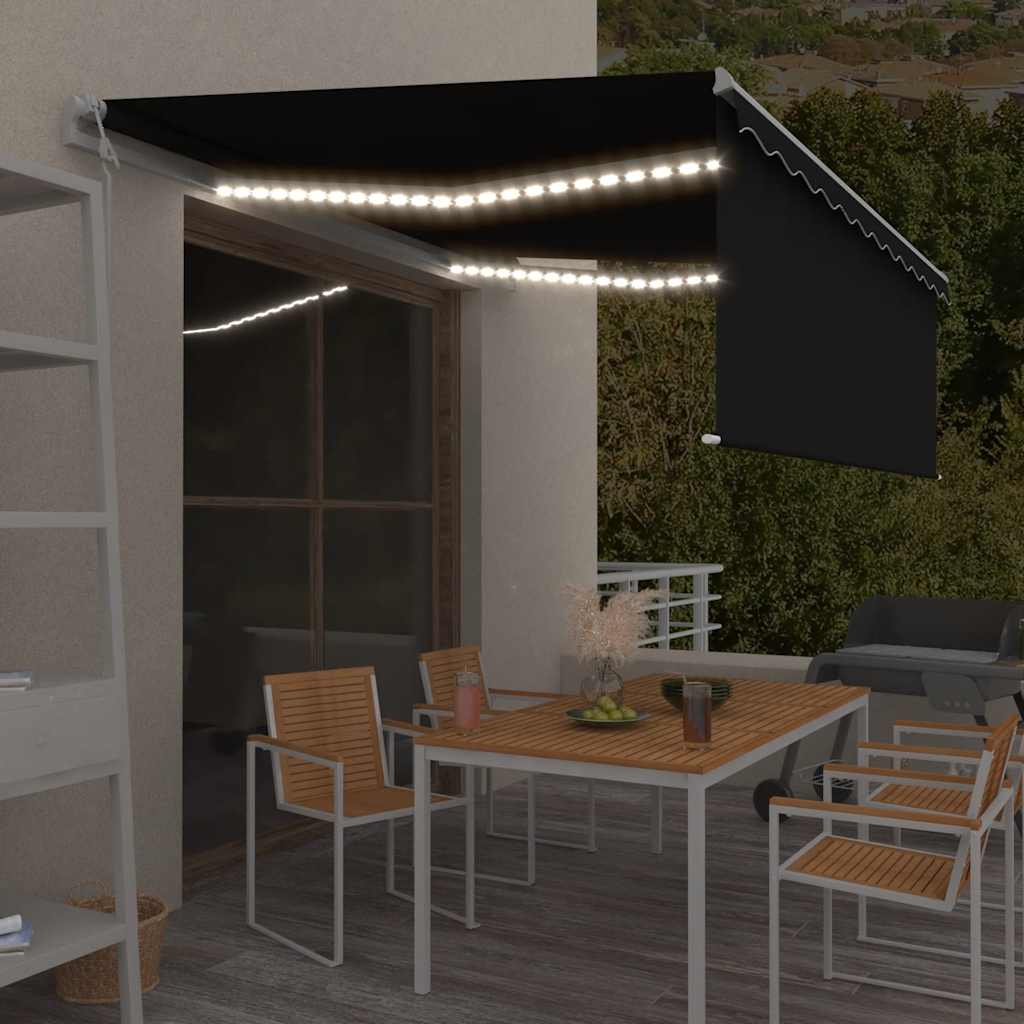 Automatisk markise rullegardin LED vindsensor 4,5x3 m antrasitt