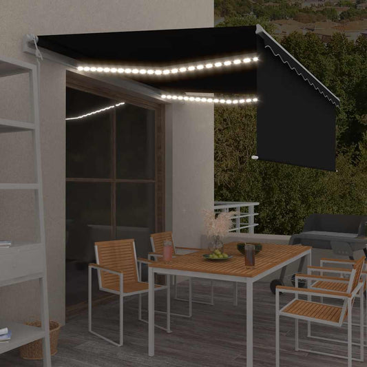 Automatisk markise rullegardin LED vindsensor 4,5x3 m antrasitt