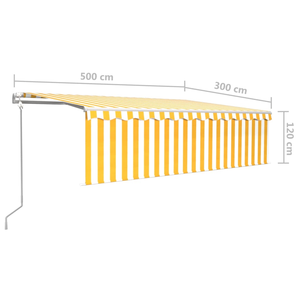 Automatisk markise rullegardin LED vindsensor 5x3 m gul og hvit