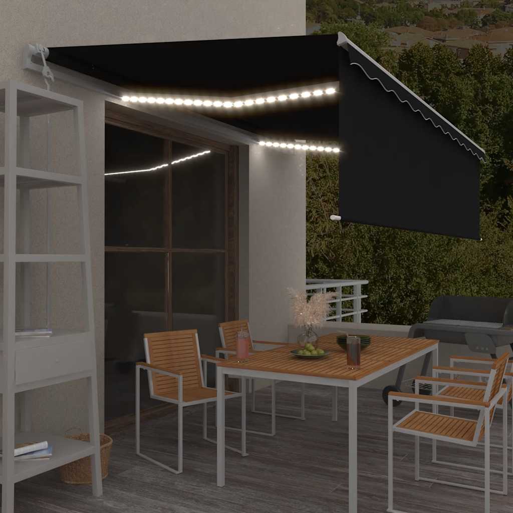 Automatisk markise rullegardin LED vindsensor 5x3 m antrasitt