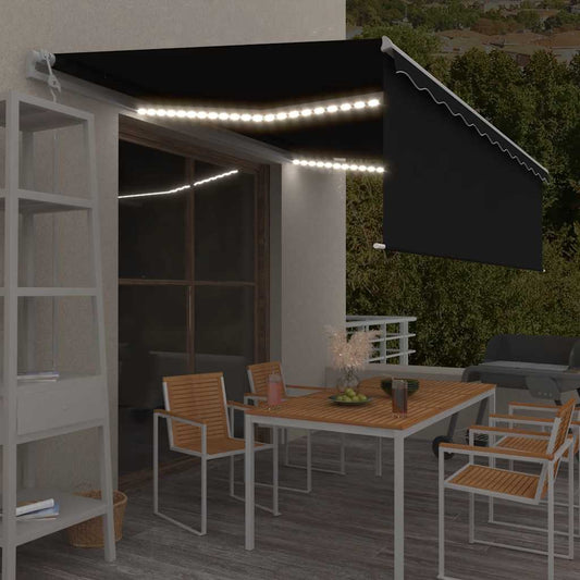 Automatisk markise rullegardin LED vindsensor 5x3 m antrasitt