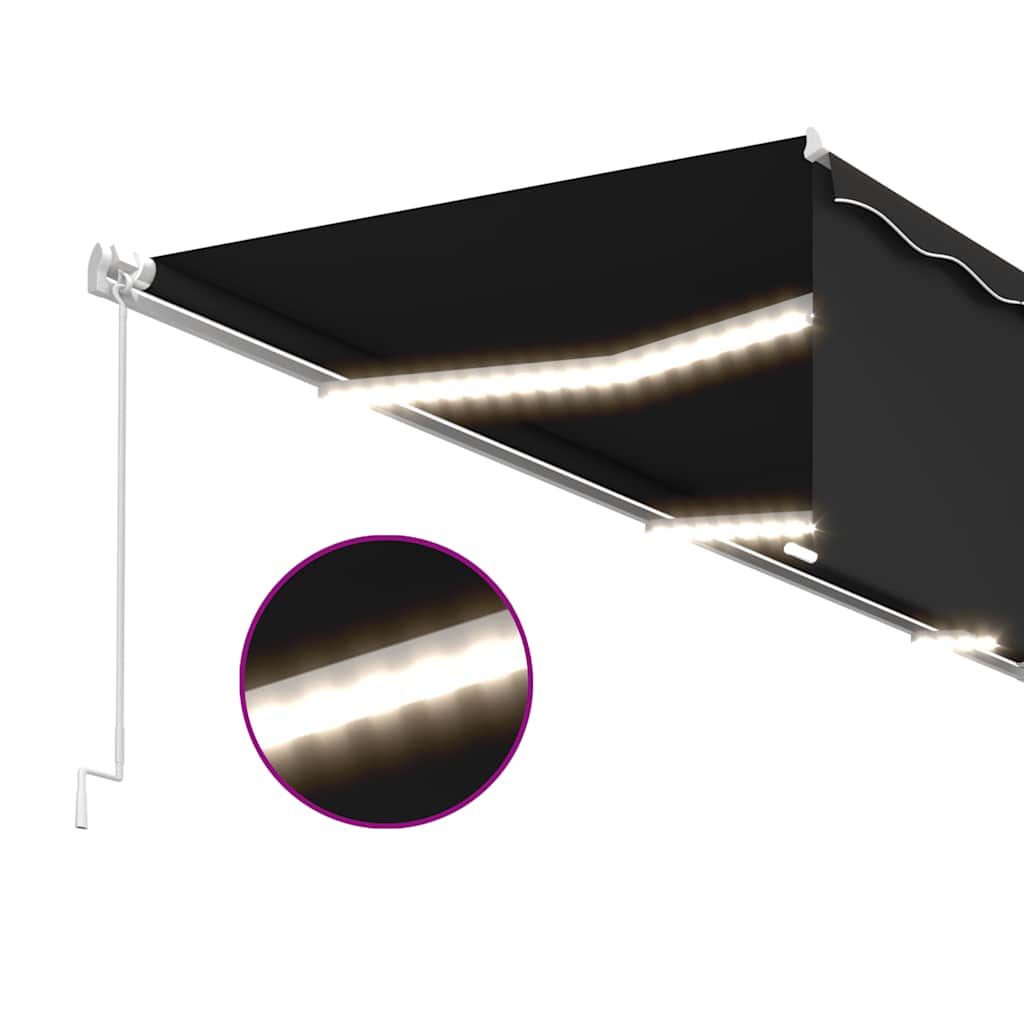 Manuell uttrekkbar markise med rullegardin LED 6x3 m antrasitt
