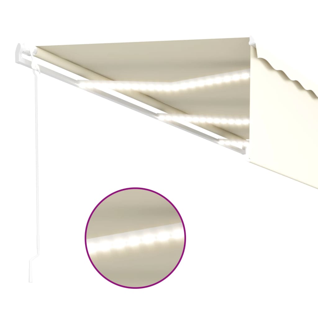 Automatisk markise rullegardin LED vindsensor 6x3 m kremhvit