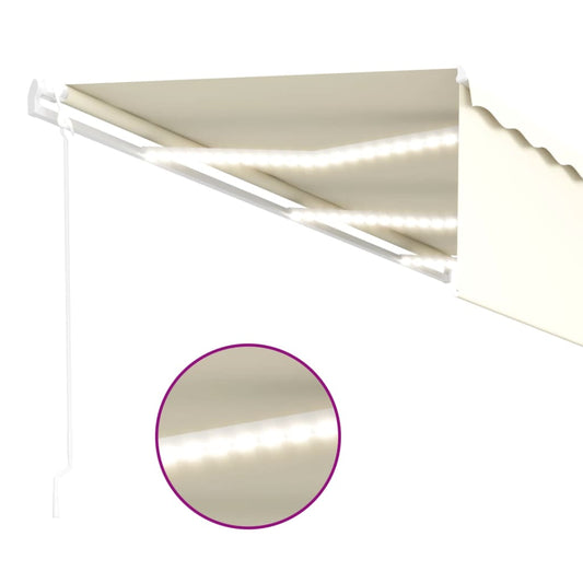 Automatisk markise rullegardin LED vindsensor 6x3 m kremhvit