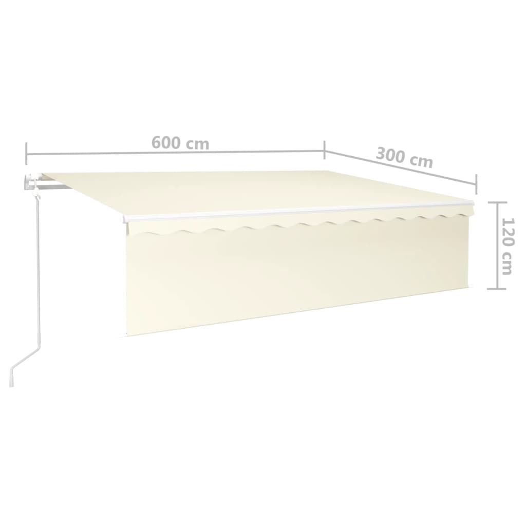 Automatisk markise rullegardin LED vindsensor 6x3 m kremhvit