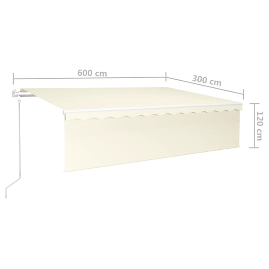 Automatisk markise rullegardin LED vindsensor 6x3 m kremhvit
