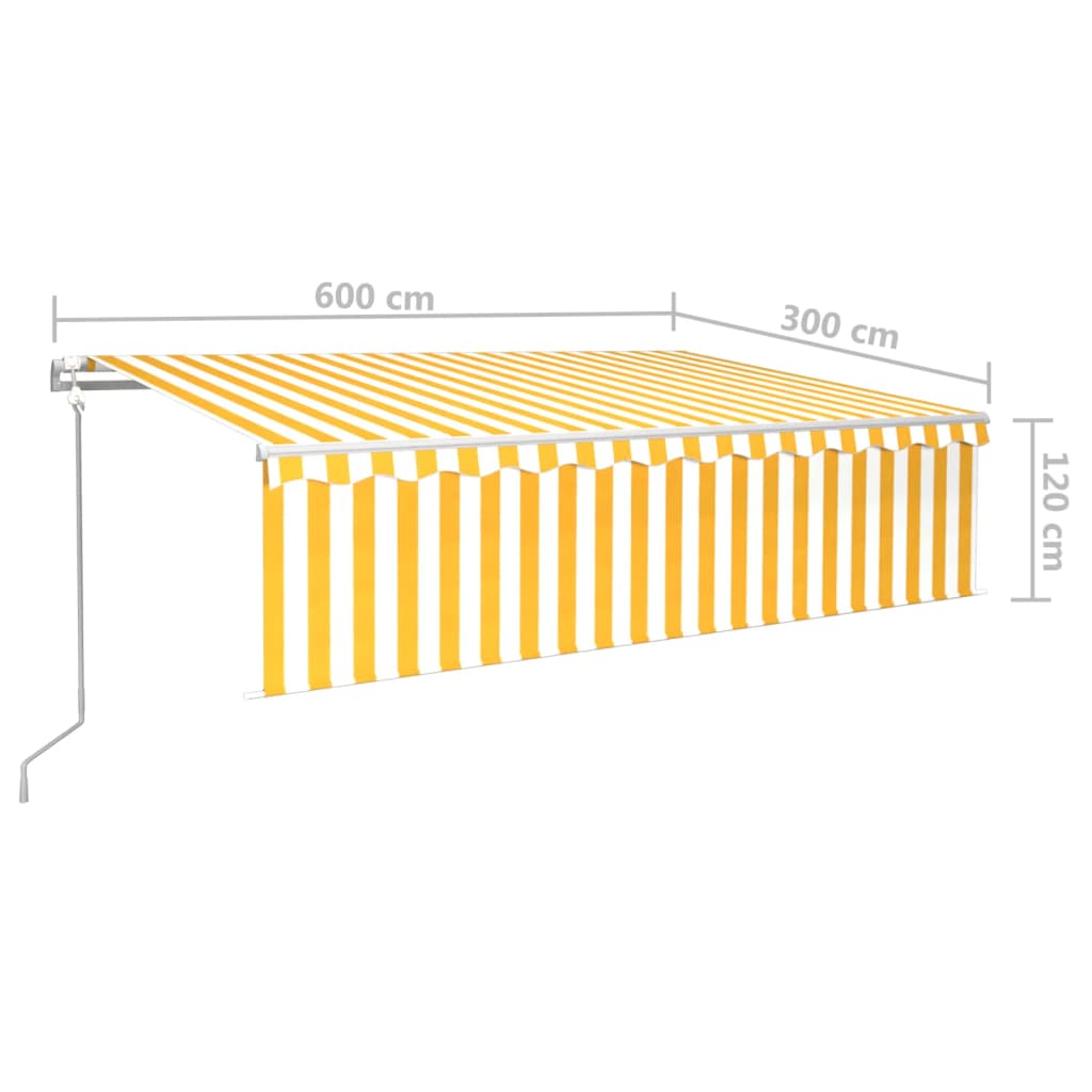 Automatisk markise rullegardin LED vindsensor 6x3 m gul og hvit