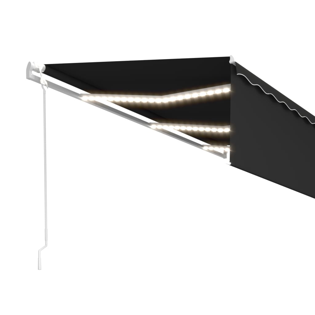 Automatisk markise rullegardin LED vindsensor 6x3 m antrasitt