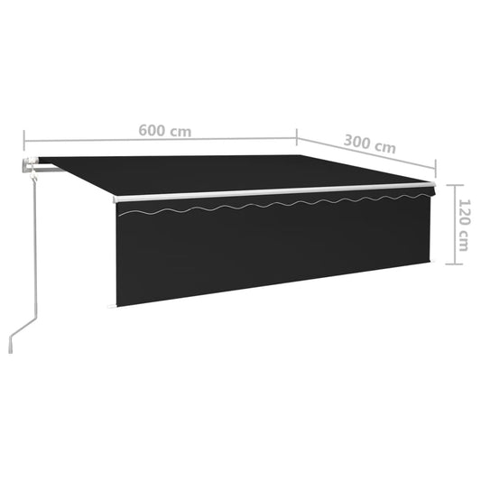 Automatisk markise rullegardin LED vindsensor 6x3 m antrasitt