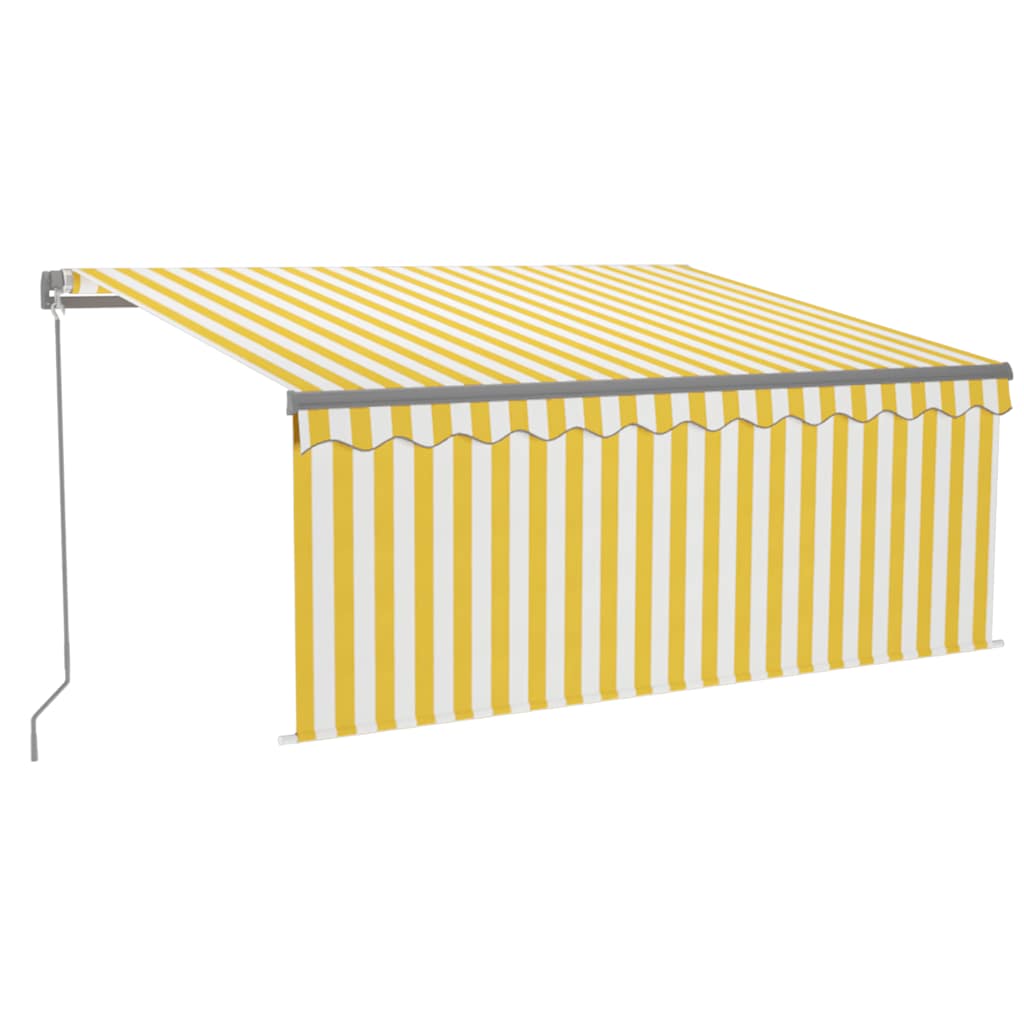 Manuell markise med rullegardin og LED 3x2,5 m gul og hvit vidaXL