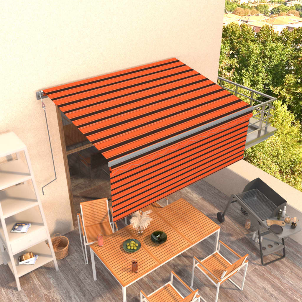 Automatisk uttrekkbar markise rullegardin 3x2,5 m oransje brun