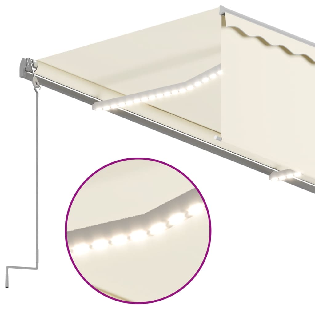 Automatisk markise rullegardin LED vindsensor 3x2,5 m kremhvit vidaXL