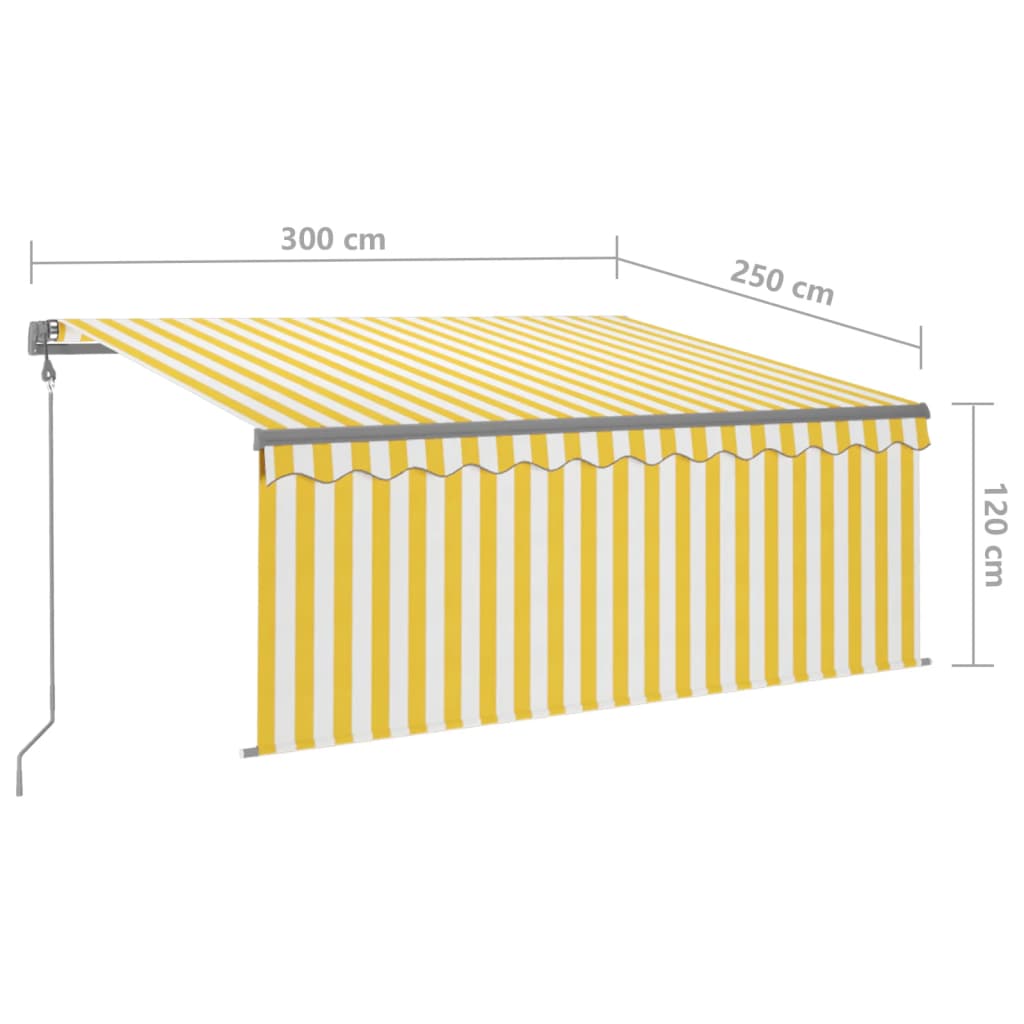 Automatisk markise rullegardin LED vindsensor 3x2,5 m gul hvit vidaXL