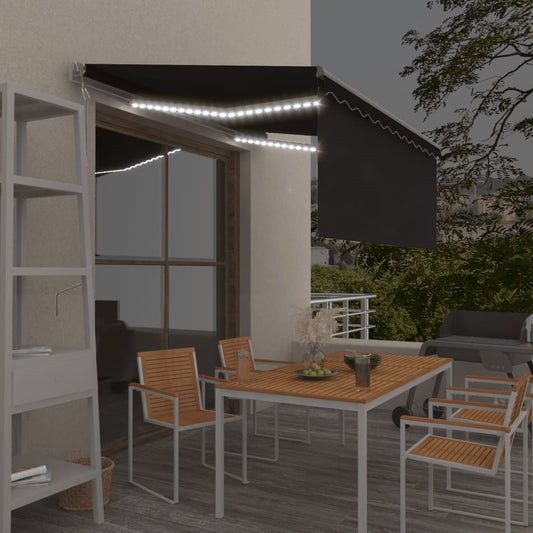 Automatisk markise rullegardin LED vindsensor 3x2,5 m antrasitt vidaXL