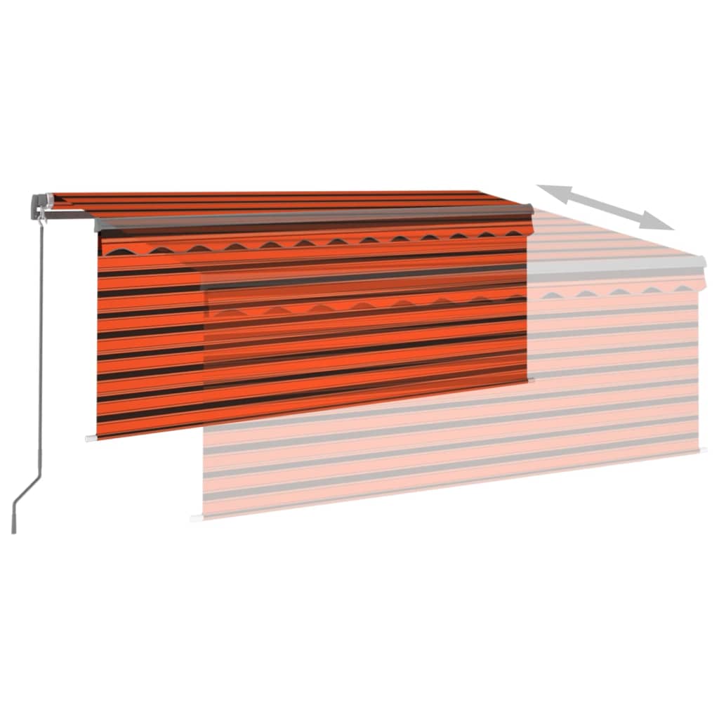 Manuell uttrekkbar markise rullegardin&LED 3,5x2,5m oransjebrun