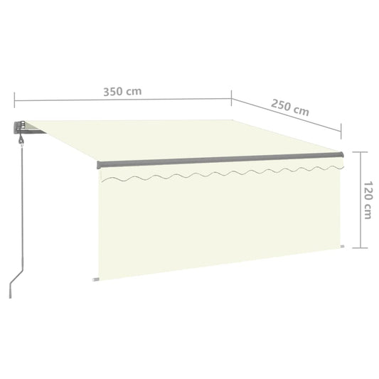 Automatisk uttrekkbar markise med rullegardin 3,5x2,5m kremhvit vidaXL
