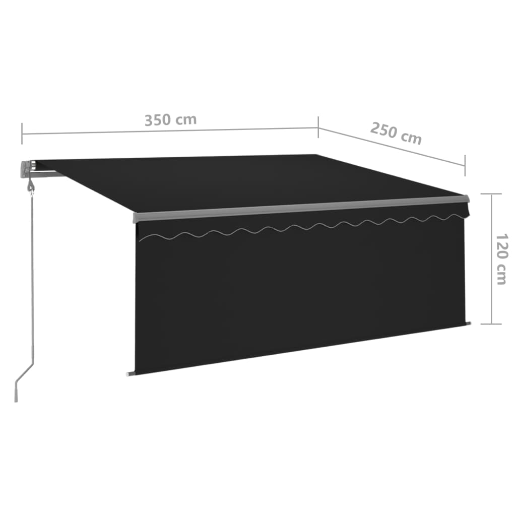 Automatisk uttrekkbar markise rullegardin 3,5x2,5 m antrasitt
