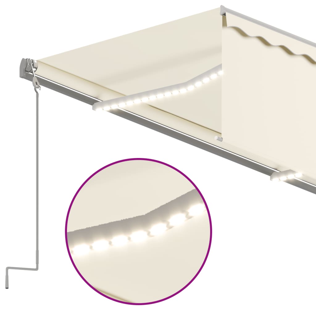 Automatisk markise rullegardin LED vindsensor 3,5x2,5m kremhvit vidaXL