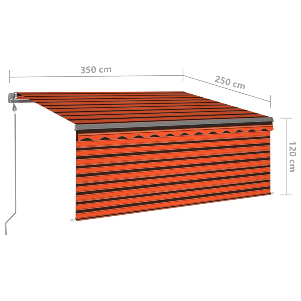 Automatisk markise rullegardin LED vindsensor 3,5x2,5 m oransje vidaXL
