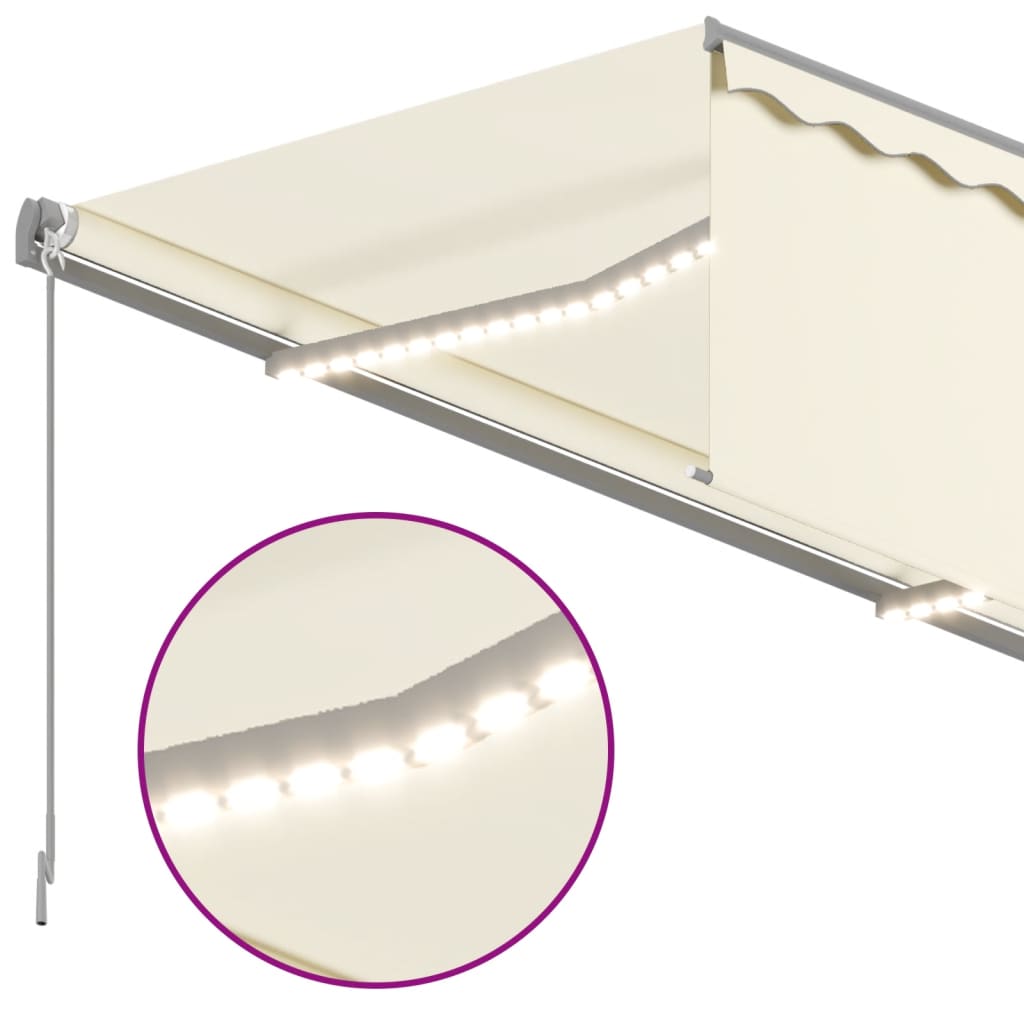 Automatisk markise rullegardin vindsensor LED 4x3 m kremhvit