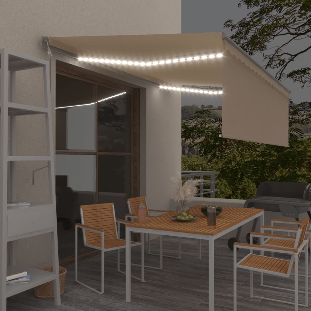 Automatisk markise rullegardin vindsensor LED 4x3 m kremhvit