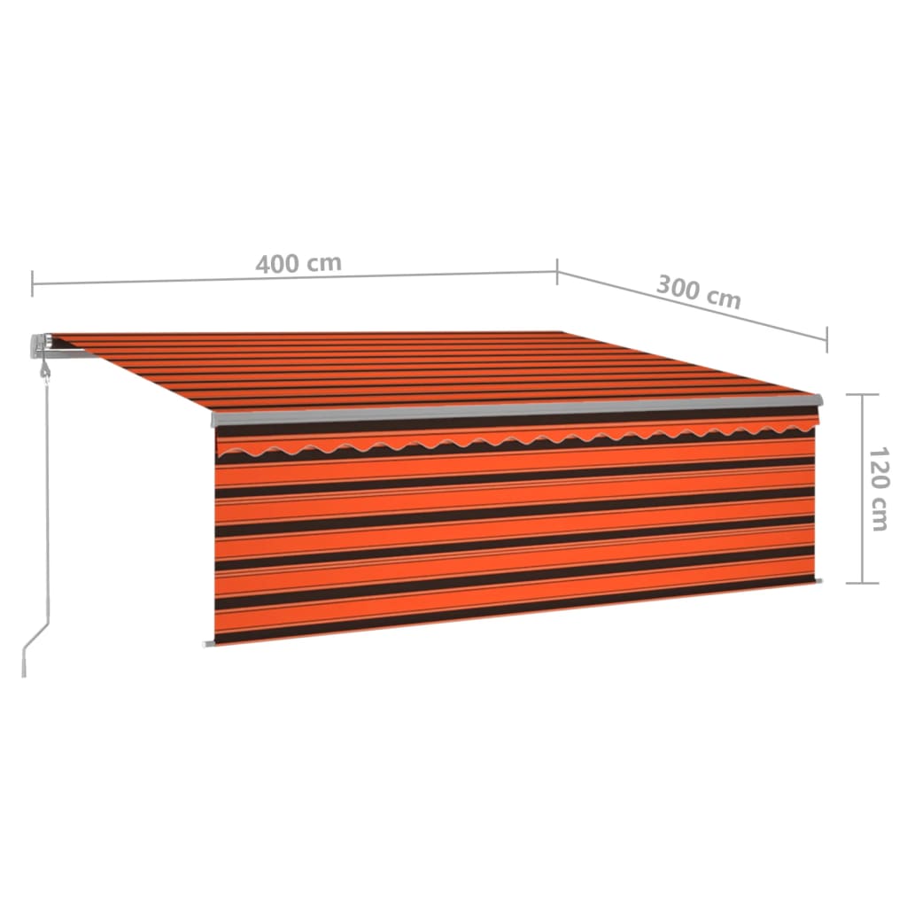 Automatisk markise rullegardin vindsensor LED 4x3m oransje brun