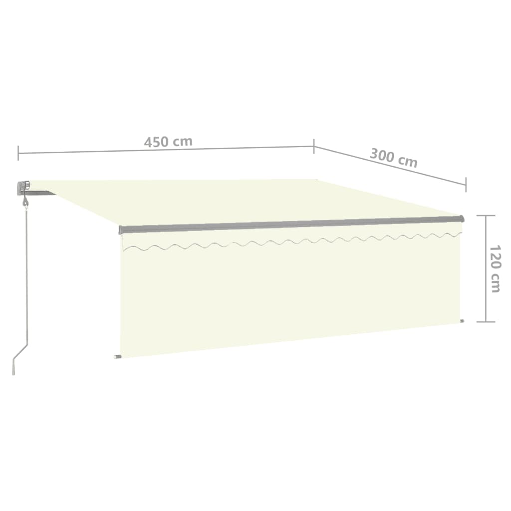 Automatisk markise rullegardin LED vindsensor 4,5x3 m kremhvit