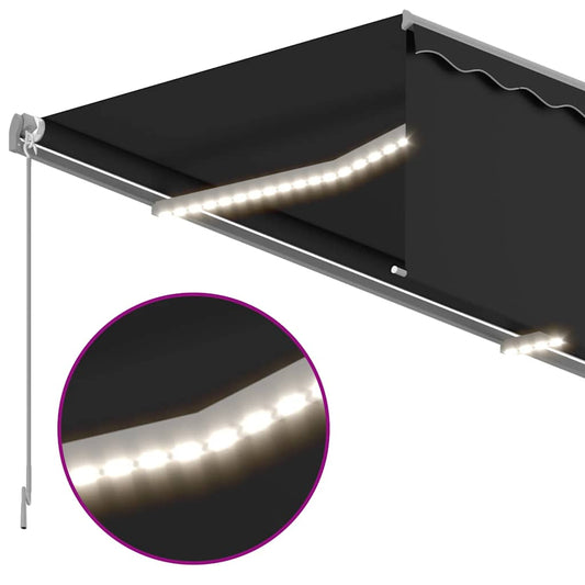 Automatisk markise rullegardin LED vindsensor 4,5x3 m antrasitt vidaXL