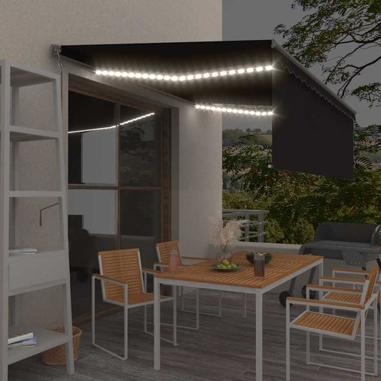 Automatisk markise rullegardin LED vindsensor 4,5x3 m antrasitt vidaXL