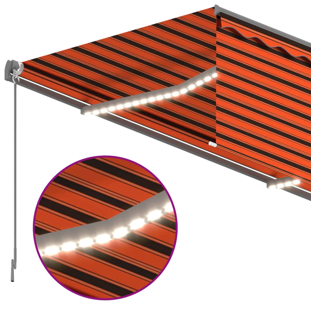 Automatisk markise rullegardin LED vindsensor 4,5x3 m oransje