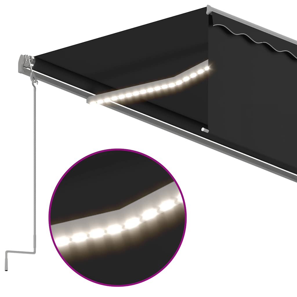 Automatisk markise med vindsensor og LED 5x3 m antrasitt