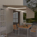 Manuell uttrekkbar markise med rullegardin LED 6x3 m kremhvit