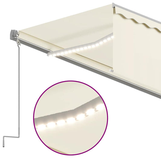 Automatisk markise rullegardin LED vindsensor 6x3 m kremhvit