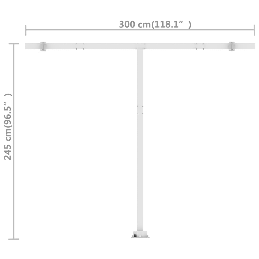 Frittstående manuell uttrekkbar markise 300x250 cm blå og hvit