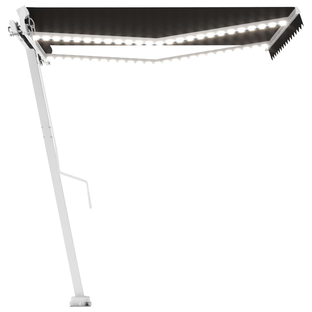 Manuell uttrekkbar markise med LED 300x250 cm antrasitt