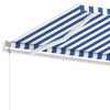 Frittstående automatisk markise 300x250 cm blå og hvit