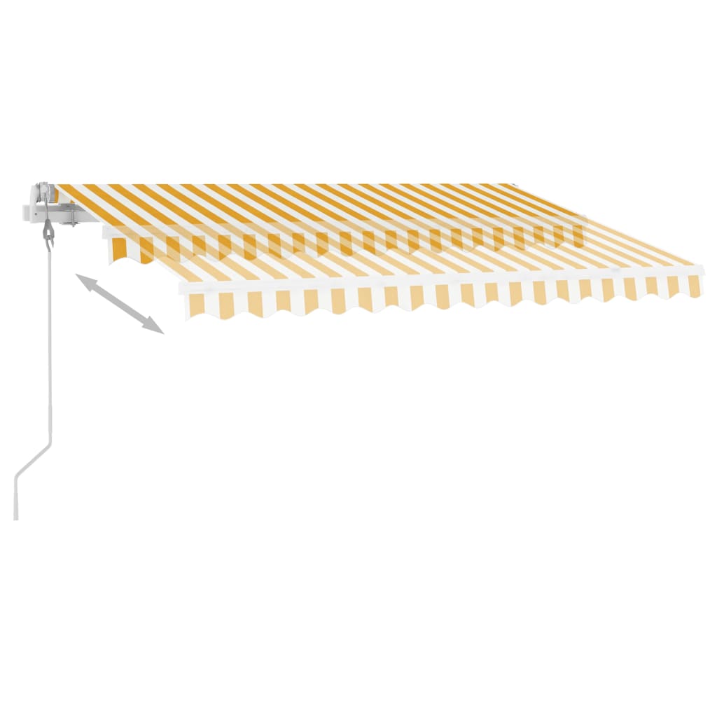 Frittstående automatisk markise 300x250 cm gul og hvit