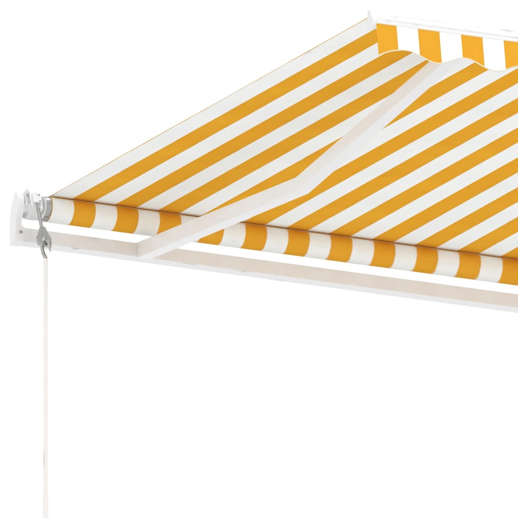 Frittstående automatisk markise 300x250 cm gul og hvit