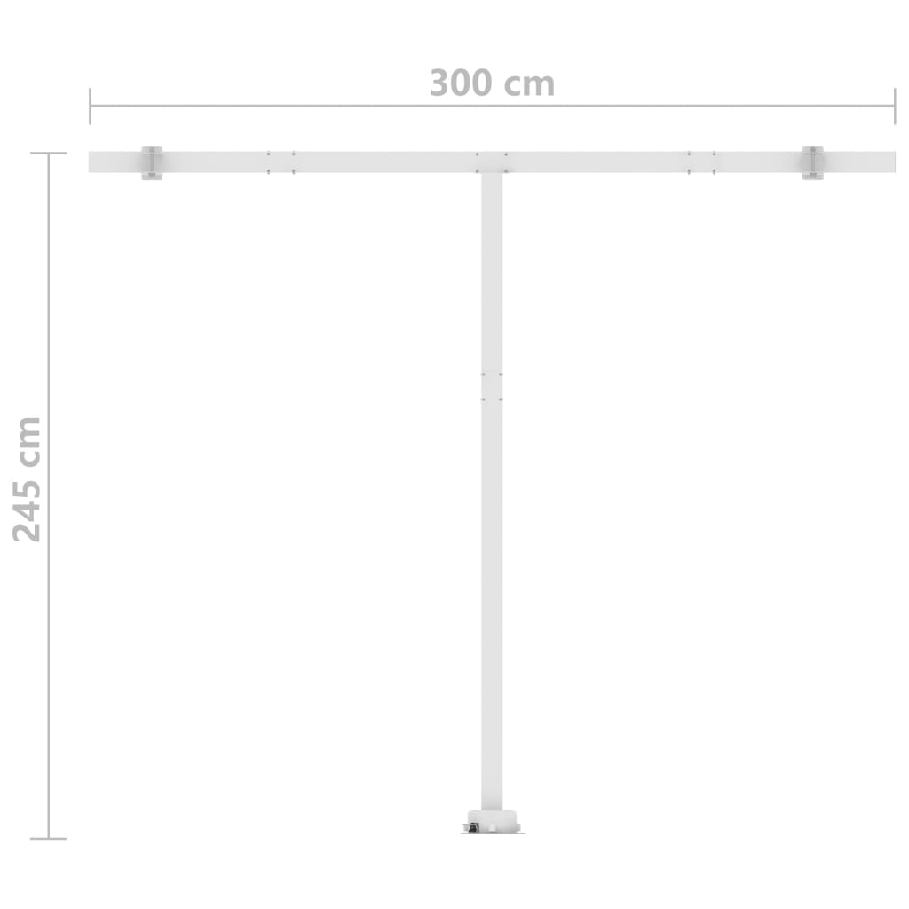 Frittstående automatisk markise 300x250 cm gul og hvit