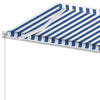 Frittstående manuell uttrekkbar markise 350x250 cm blå/hvit
