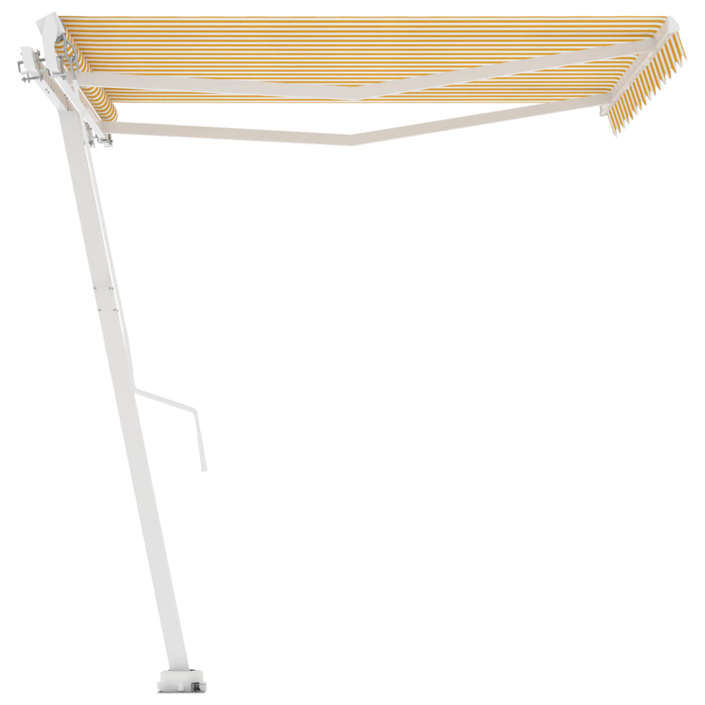 Frittstående manuell uttrekkbar markise 350x250 cm gul/hvit