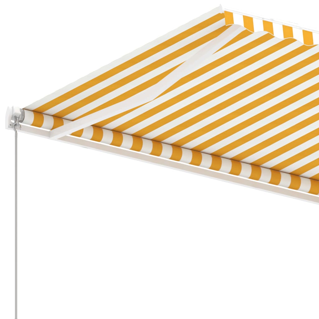 Frittstående manuell uttrekkbar markise 350x250 cm gul/hvit