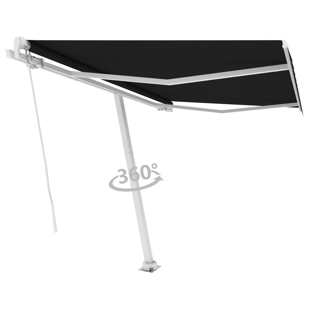 Frittstående manuell uttrekkbar markise 350x250 cm antrasitt