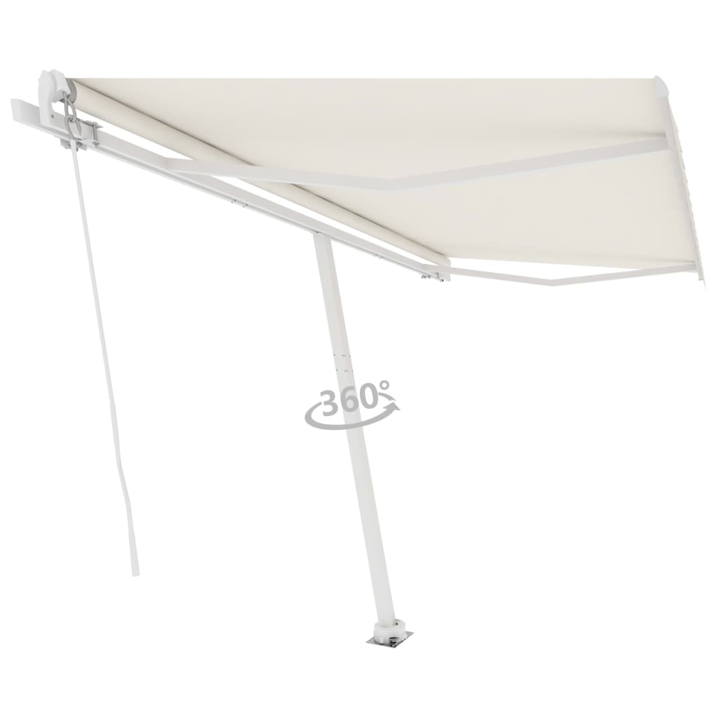 Frittstående manuell uttrekkbar markise 400x300 cm kremhvit