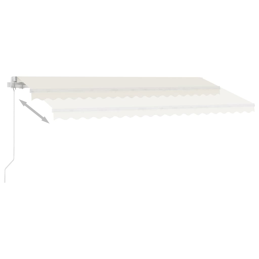 Manuell uttrekkbar markise med LED 400x300 cm kremhvit