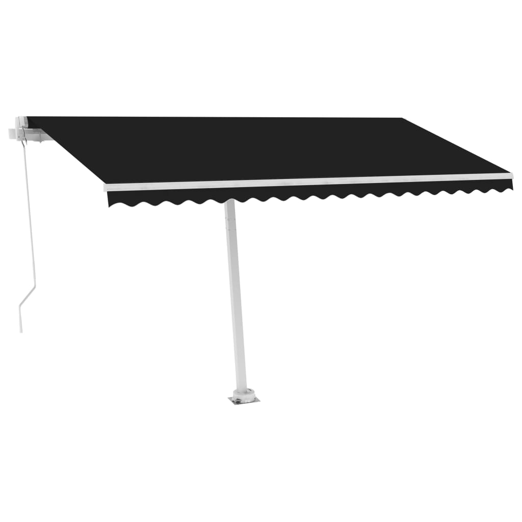 Manuell uttrekkbar markise med LED 400x300 cm antrasitt