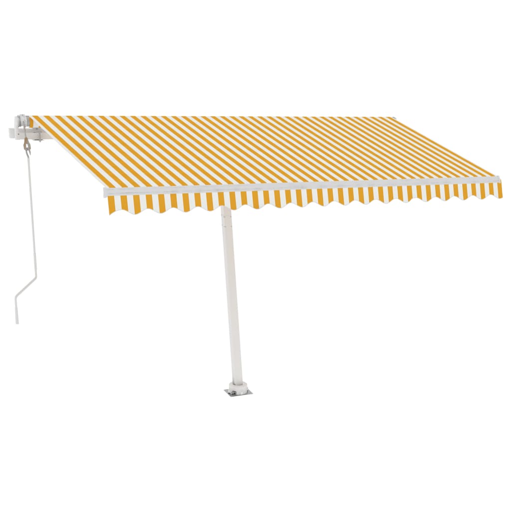 Frittstående automatisk markise 450x300cm gul og hvit