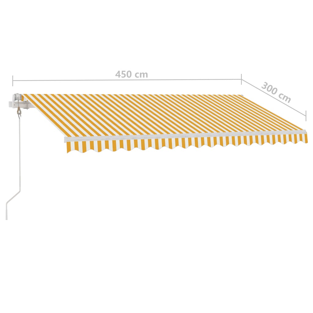 Automatisk markise med vindsensor og LED 450x300 cm gul og hvit