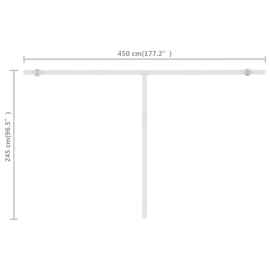 Frittstående manuell uttrekkbar markise 500x300 cm blå og hvit